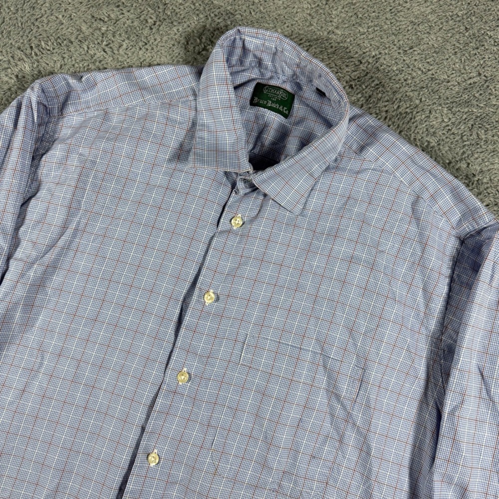 Vintage Gitman Bros Button Shirt Mens 17.5 35 Blue Glen Check Made in USA
